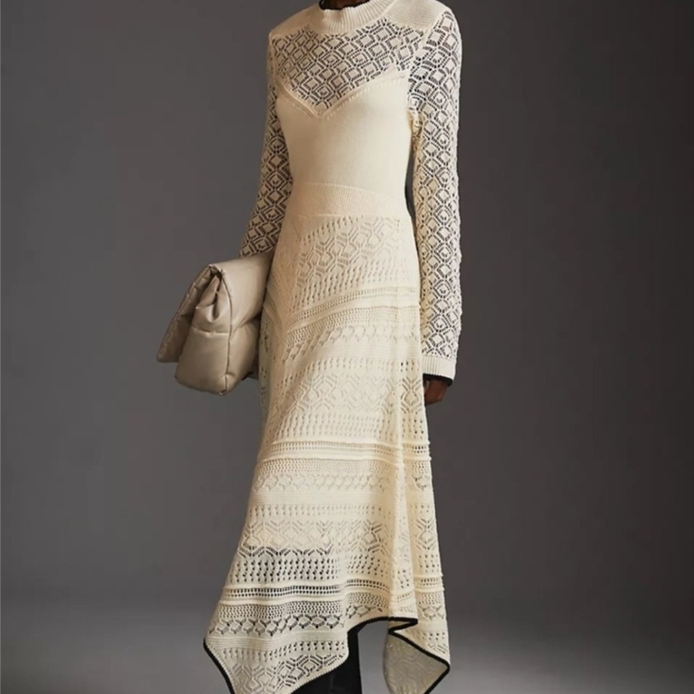 Anthropologie Victorian Cream Long Sleeve Maxi Dress XXL